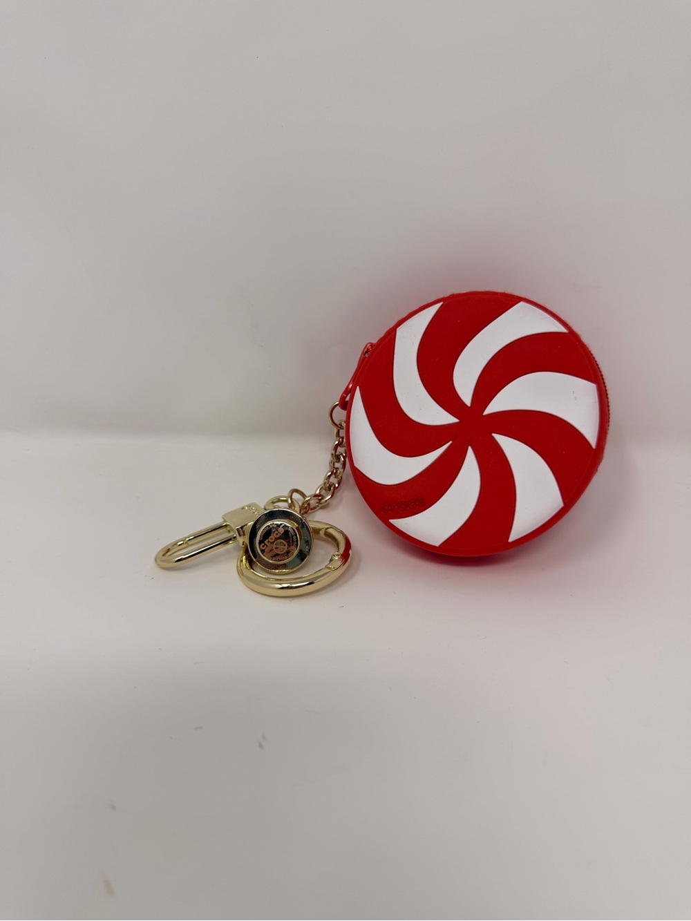 Crocs. Red & White Peppermint Coin Purse Keychain